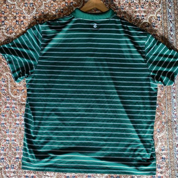 IZOD Golf Polo Shirt Mens XX-Large Green White Stripe Short Sleeves - Picture 9 of 10